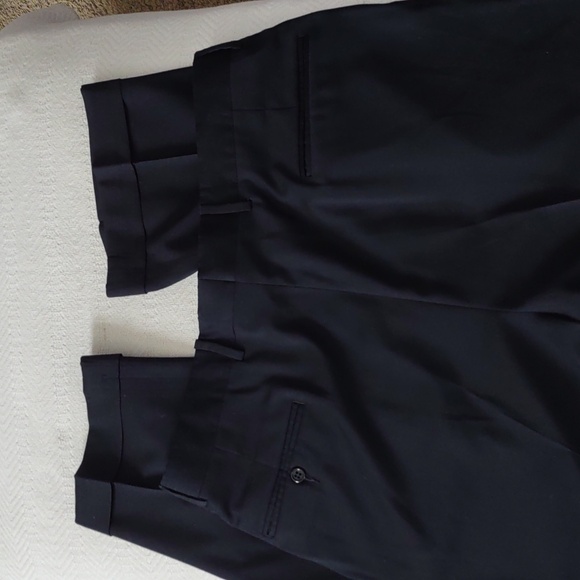 Jos A Bank Trousers, Navy, Pleated, Cuff, 36x32 - Picture 7 of 7